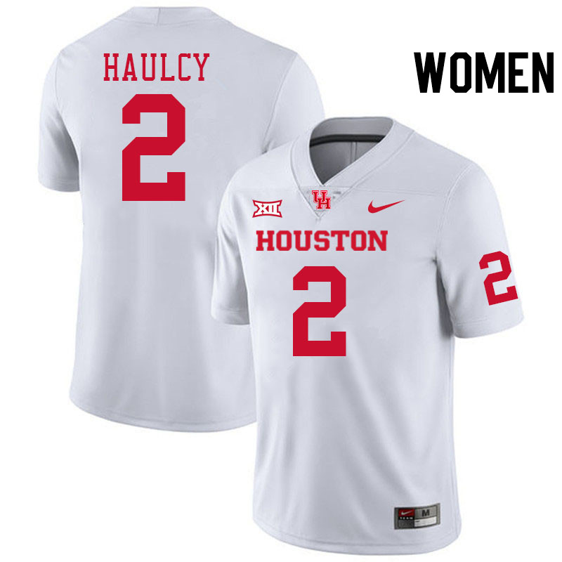 Women #2 A.J. Haulcy Houston Cougars College Football Jerseys Stitched-White